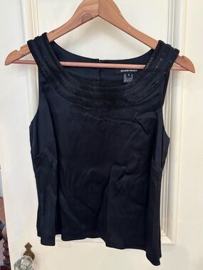 Ellen Tracy Black Sleeveless Beaded-Trim Camisole